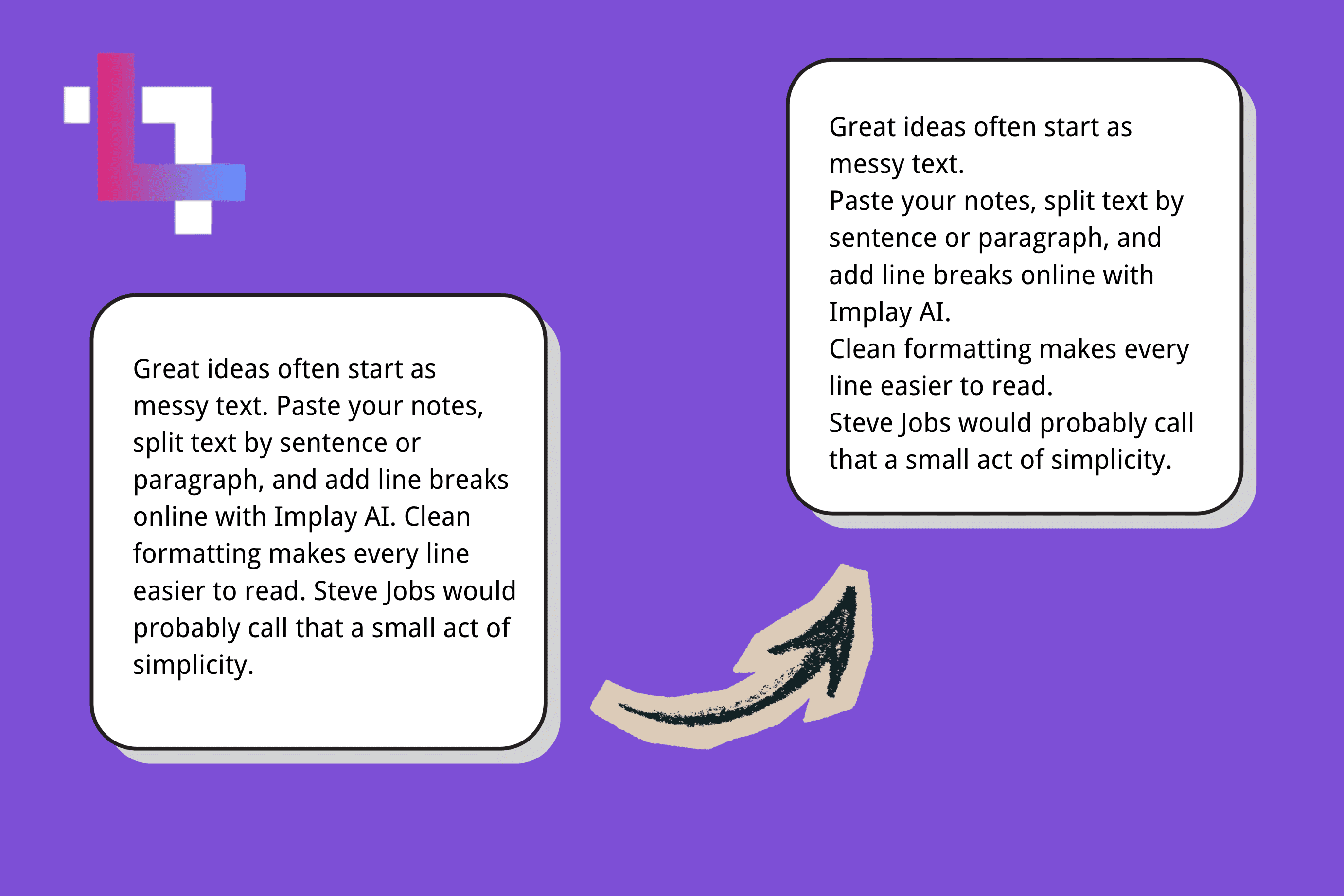 use Implay AI to add line breaks online