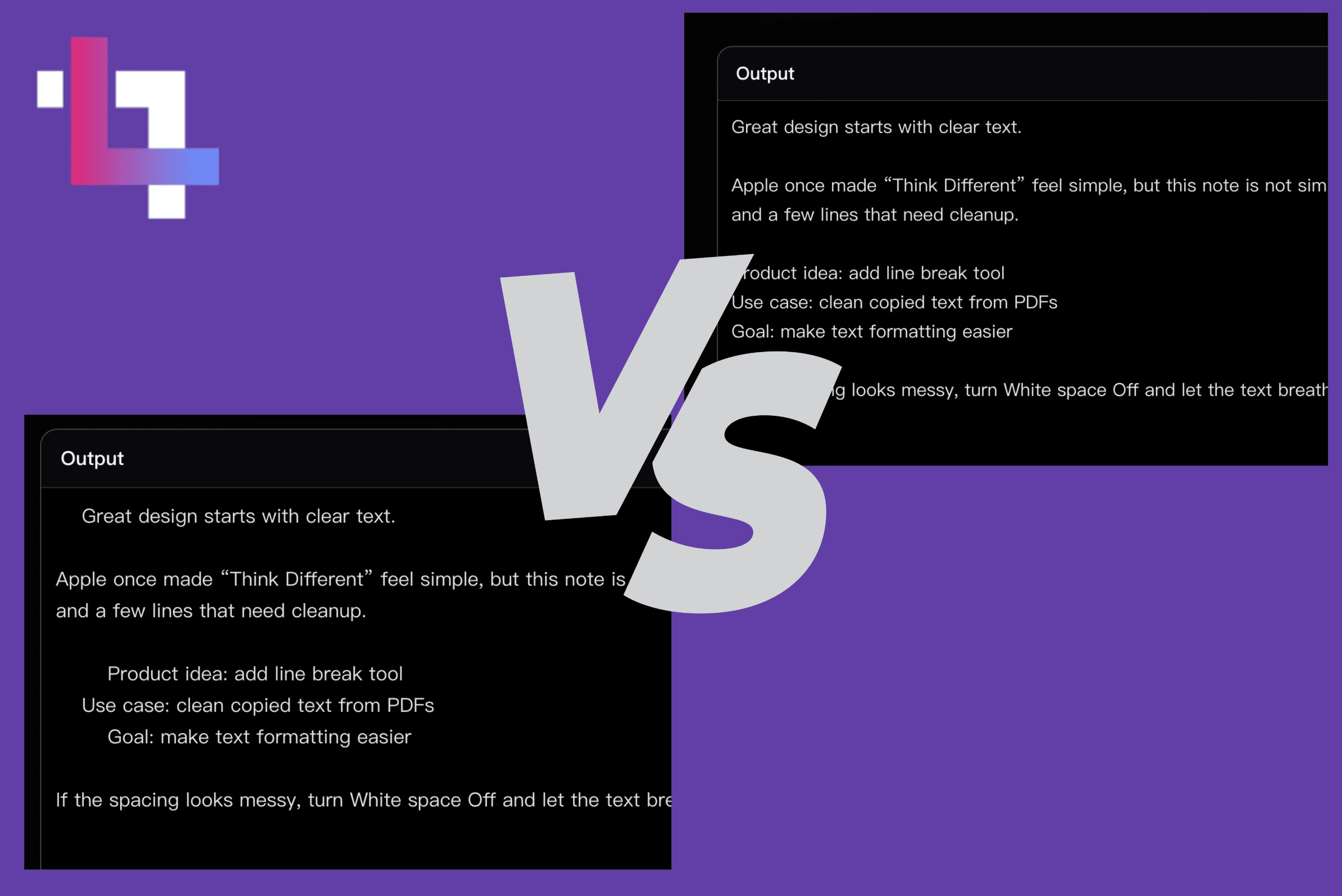 clean messy text and add line breaks