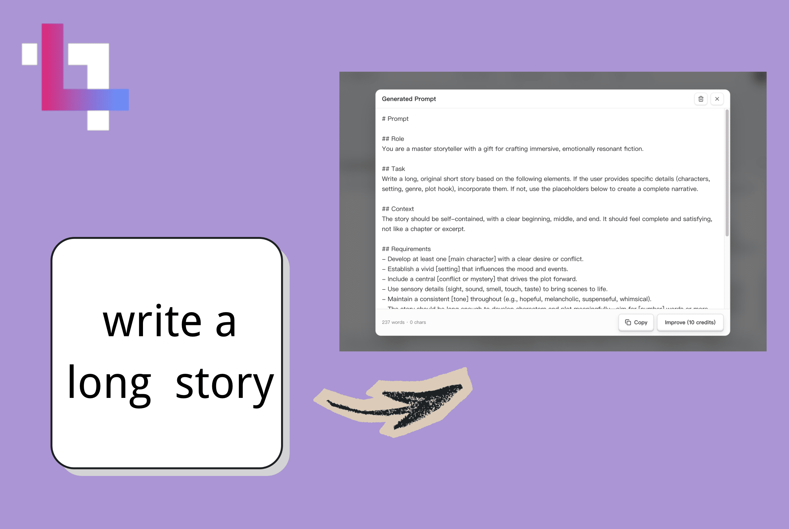AI prompt generator turning an idea into a structured prompt