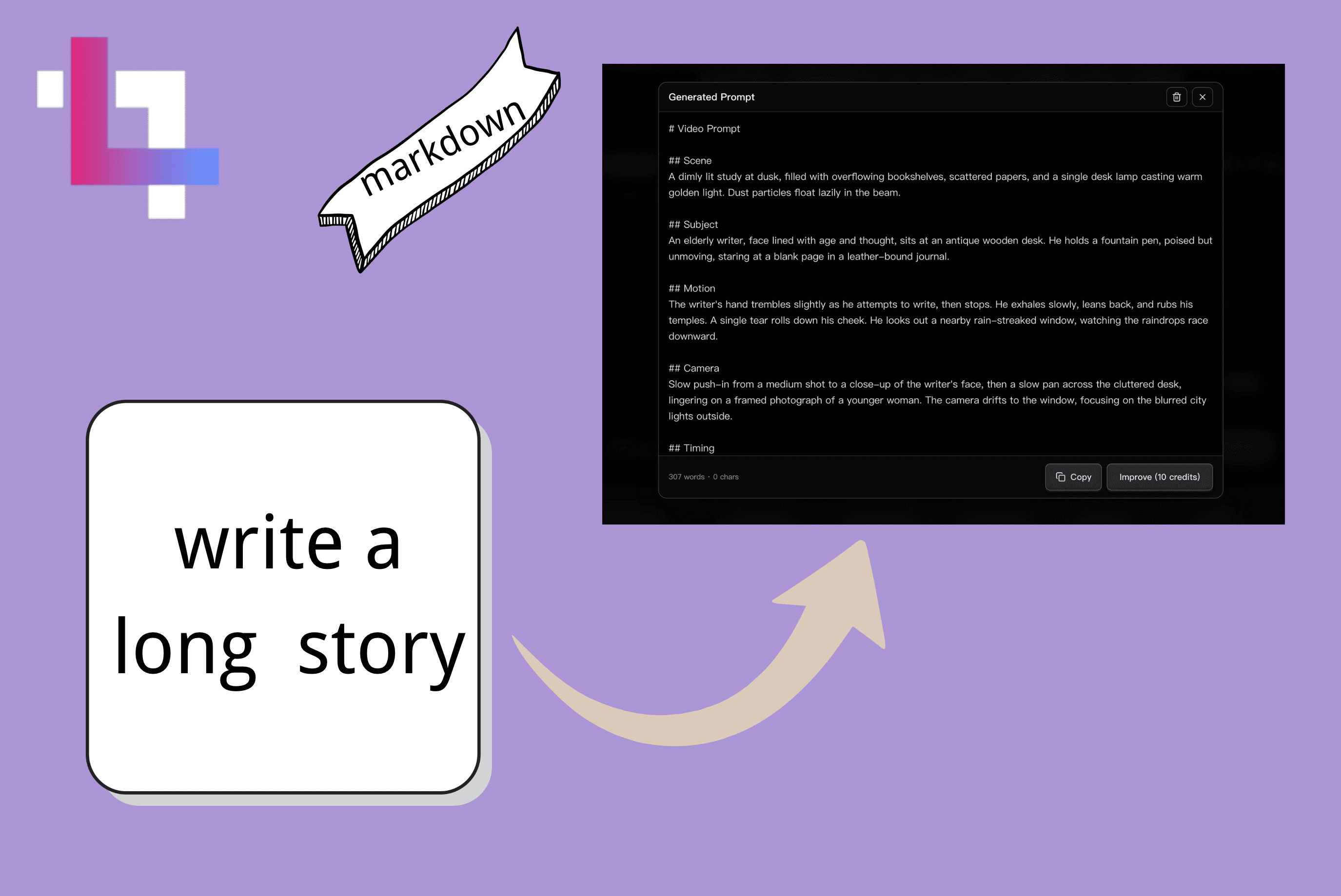 Markdown prompt output with headings and sections