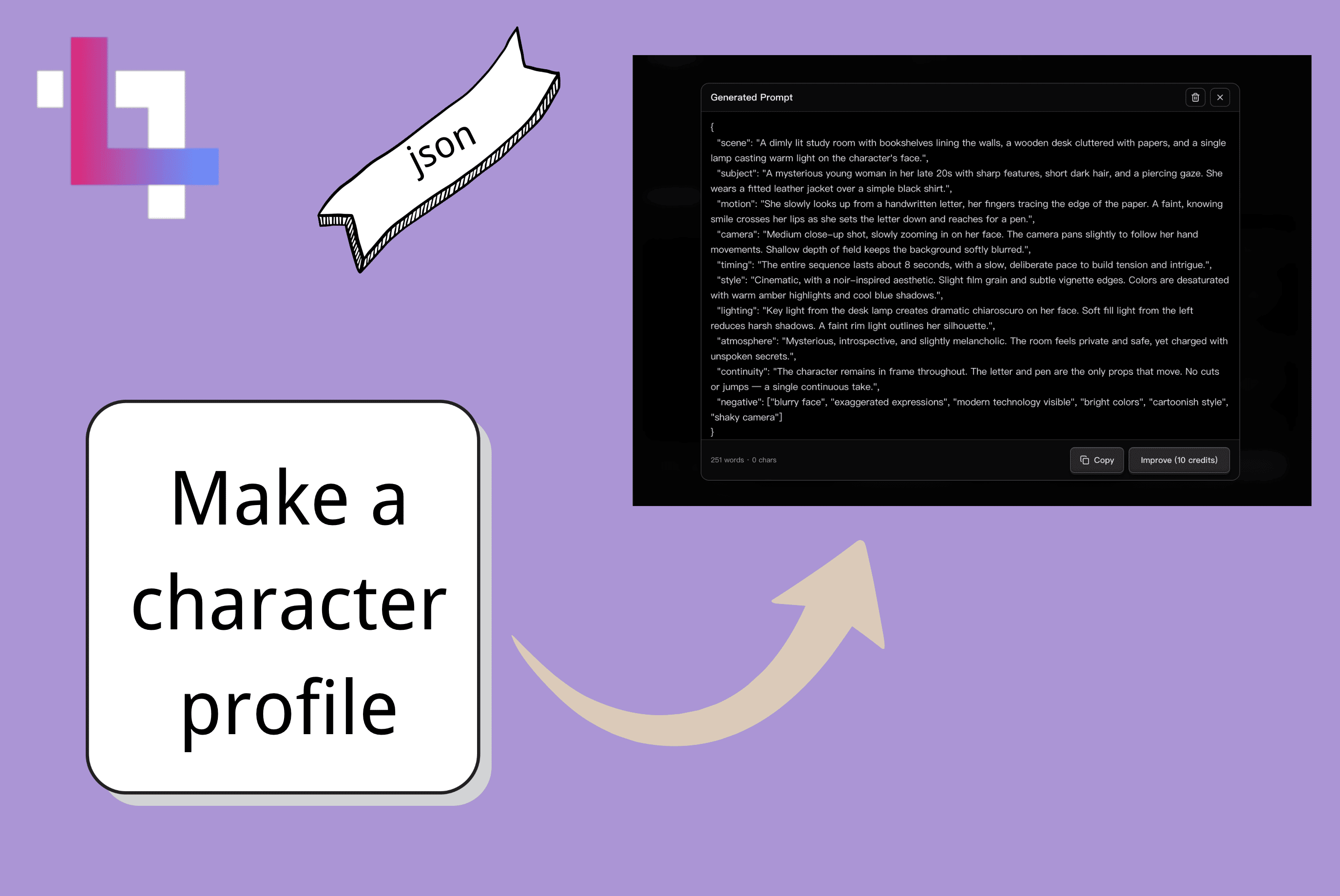 JSON prompt fields for a character profile