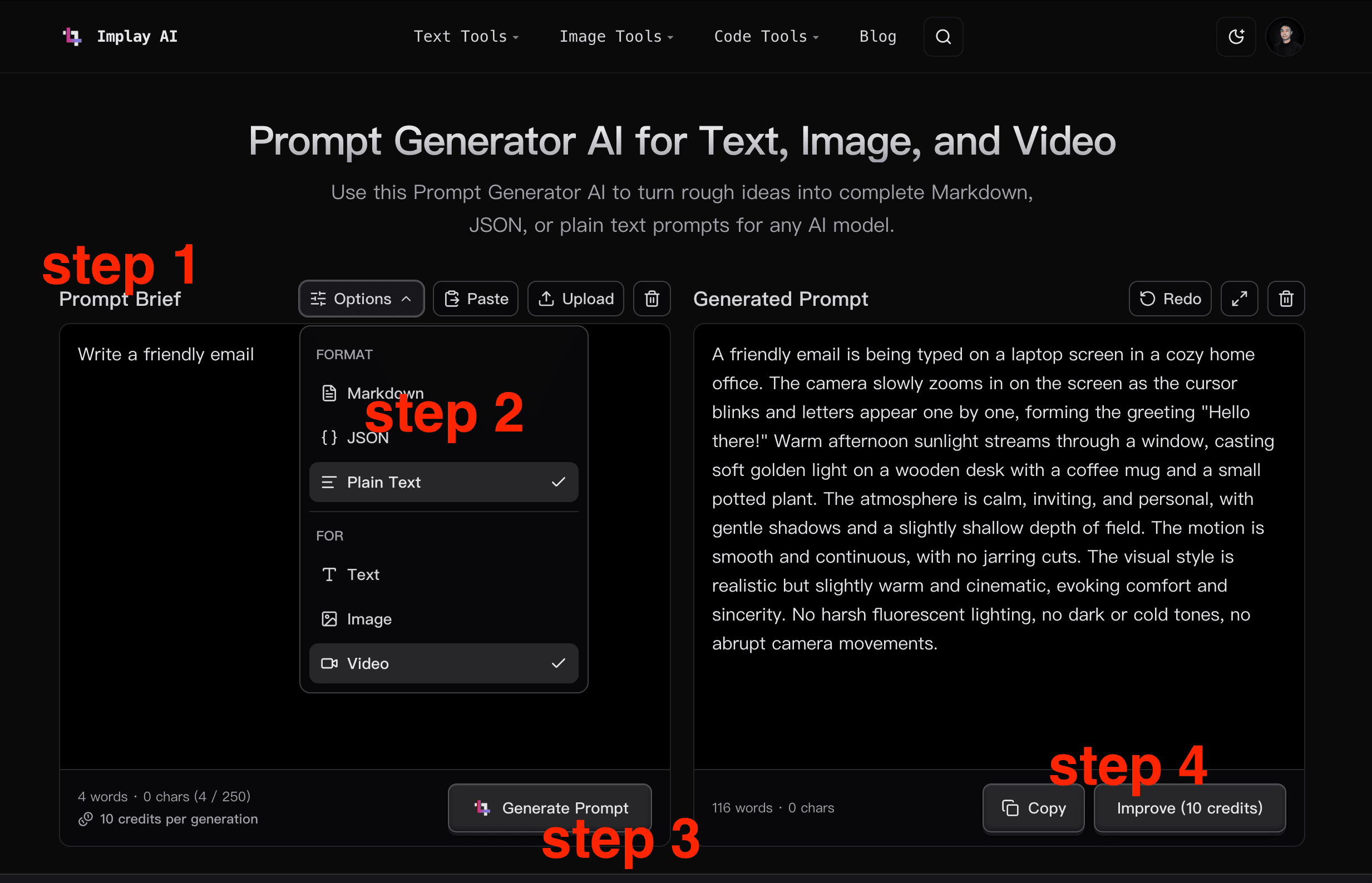 how to use implay ai prompt generator
