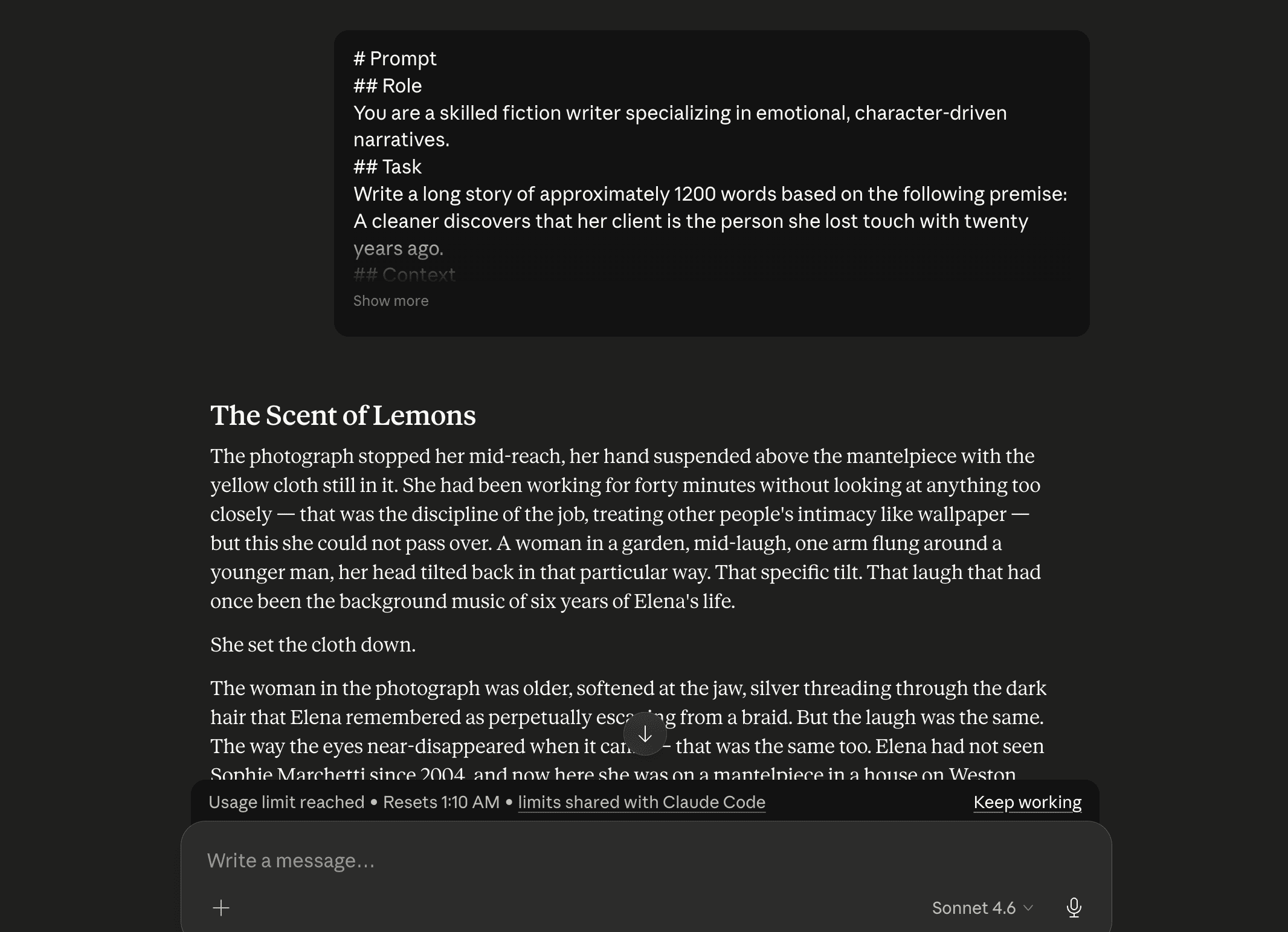 Markdown prompt and story output from the AI prompt generator
