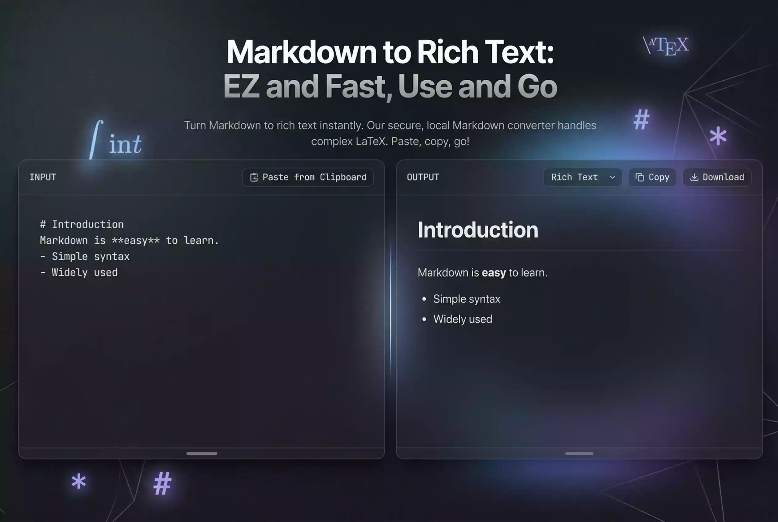 convert markdown to rich text clean output example