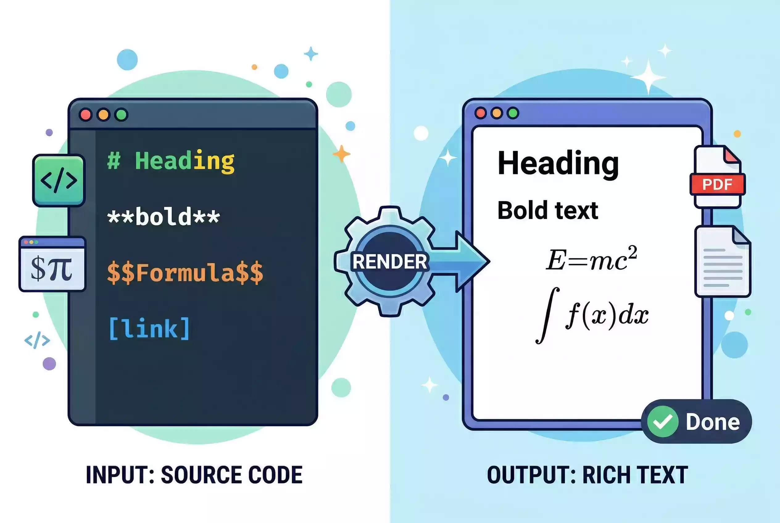 complex markdown content with latex formulas rendered into clean rich text output